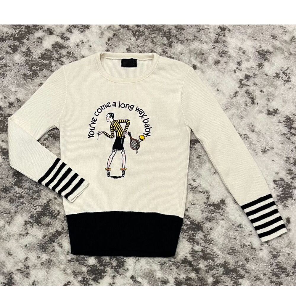 VTG 1975 Virginia Slims Tennis Sweater "You've Come A Long Way Baby" Sz M